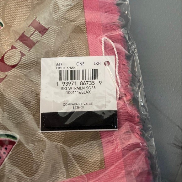 Coach Signature Watermelon Print Silk Square Scarf - Picture 3 of 3
